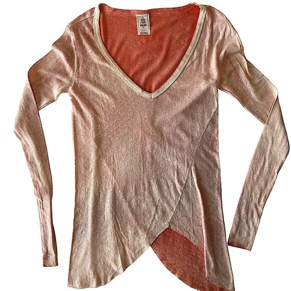 Free People We the Free Long Sleeve Peachy Salmon Color Tunic Tee NWOT x-small - Picture 10 of 13